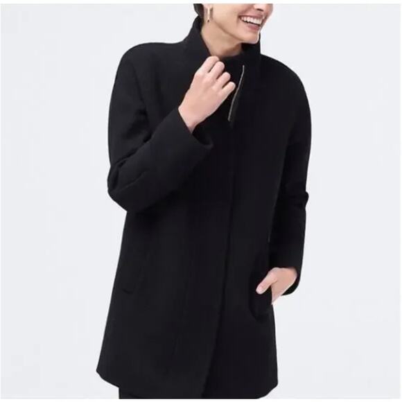 J. Crew Women's City Wool Blend Black Zip Up Coat Size‎ 4